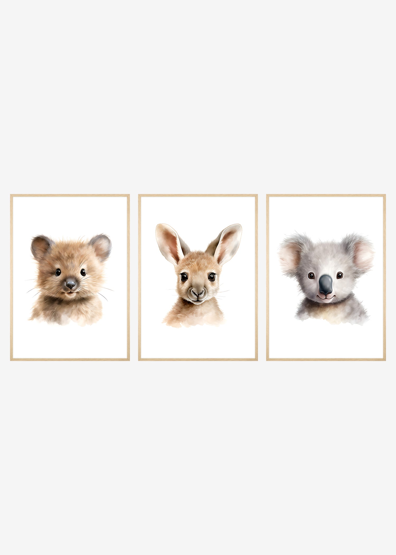 3 australske dyr plakater med ramme
