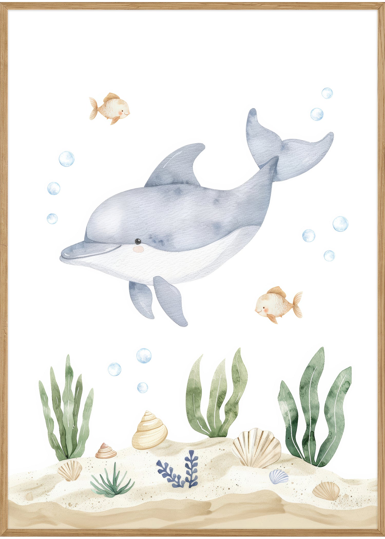delfin plakat med ramme