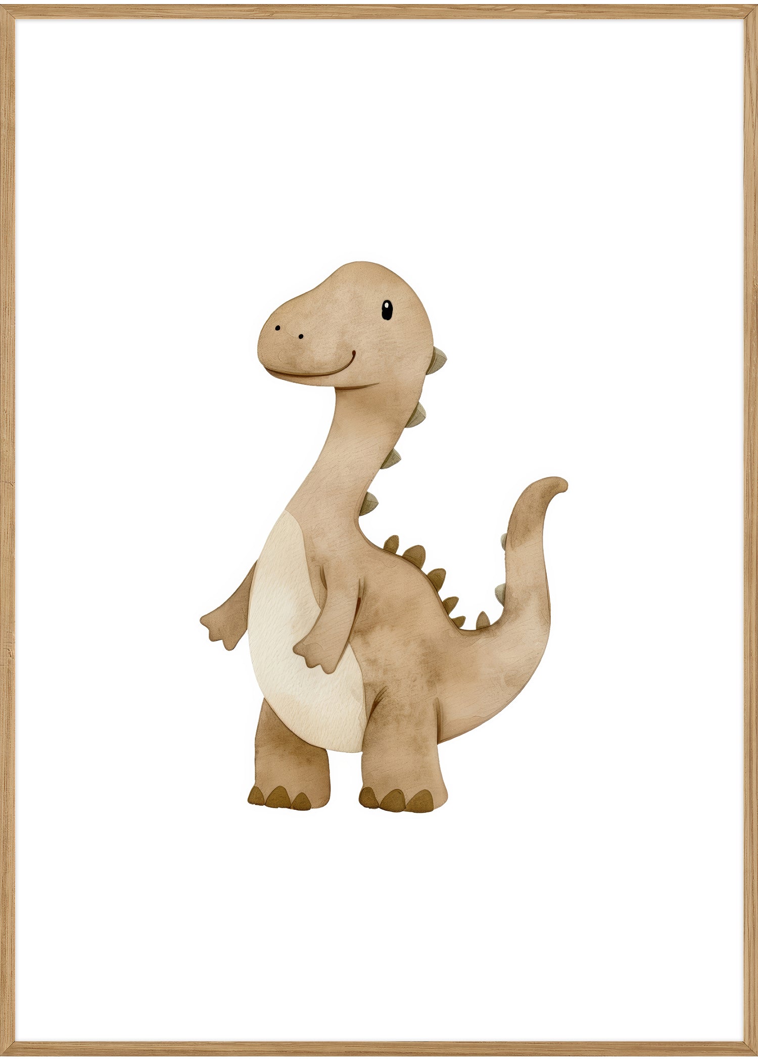 dinosaur plakat brun træramme