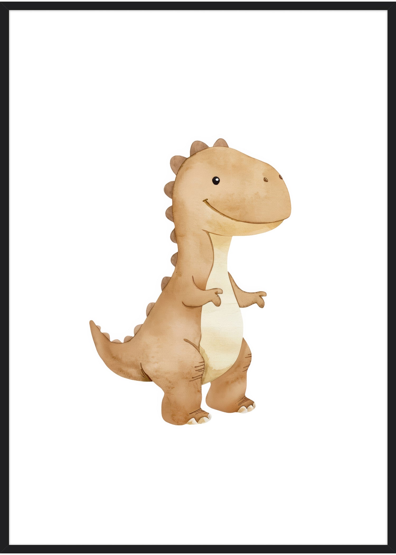 orange dinosaur plakat sort ramme