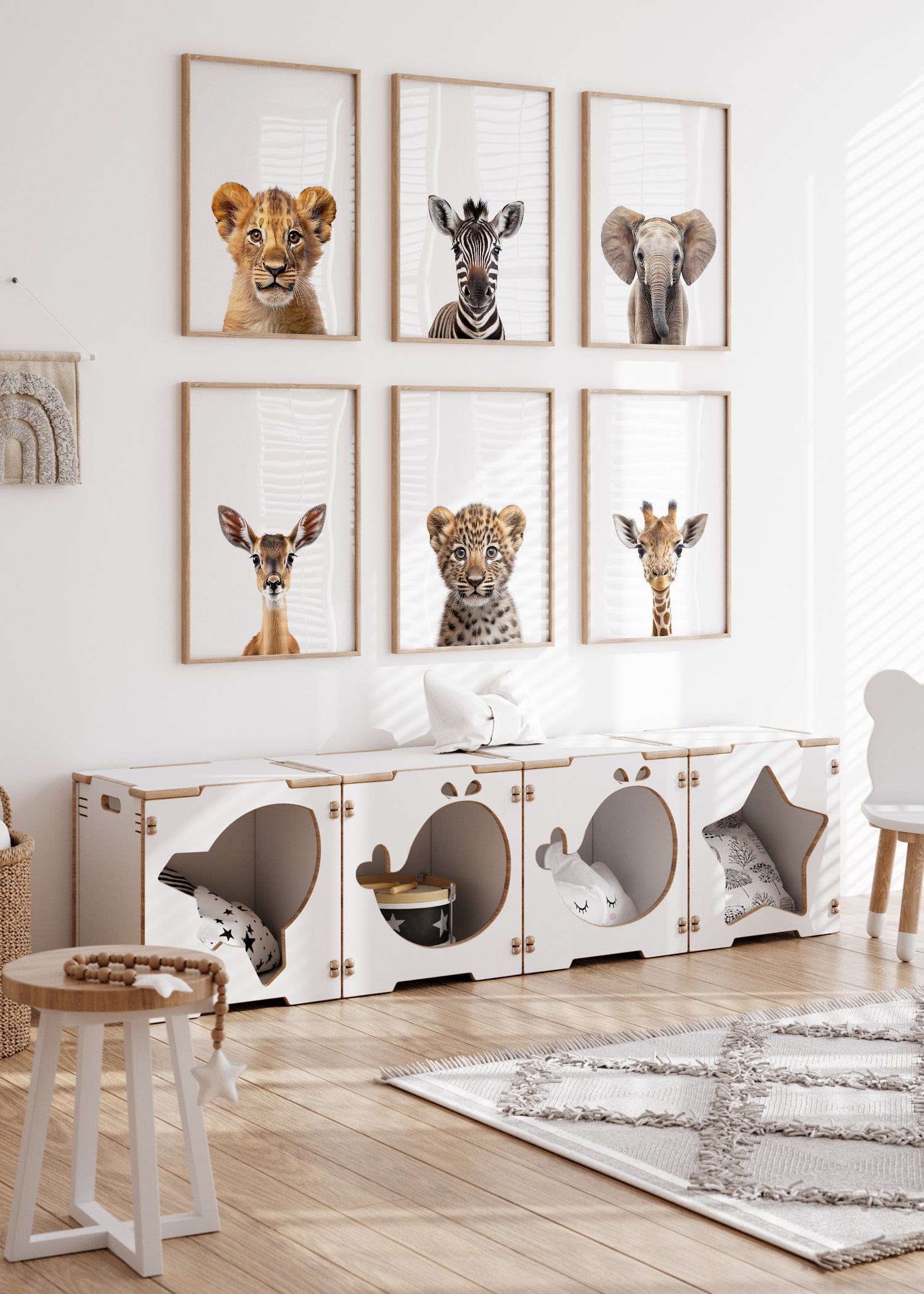 all-groups plakater med 6 safaridyr